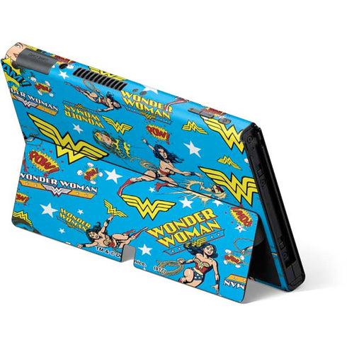 DC Comics Wonder Woman Action pose pattern Nintendo Switch OLED (2021) Skin